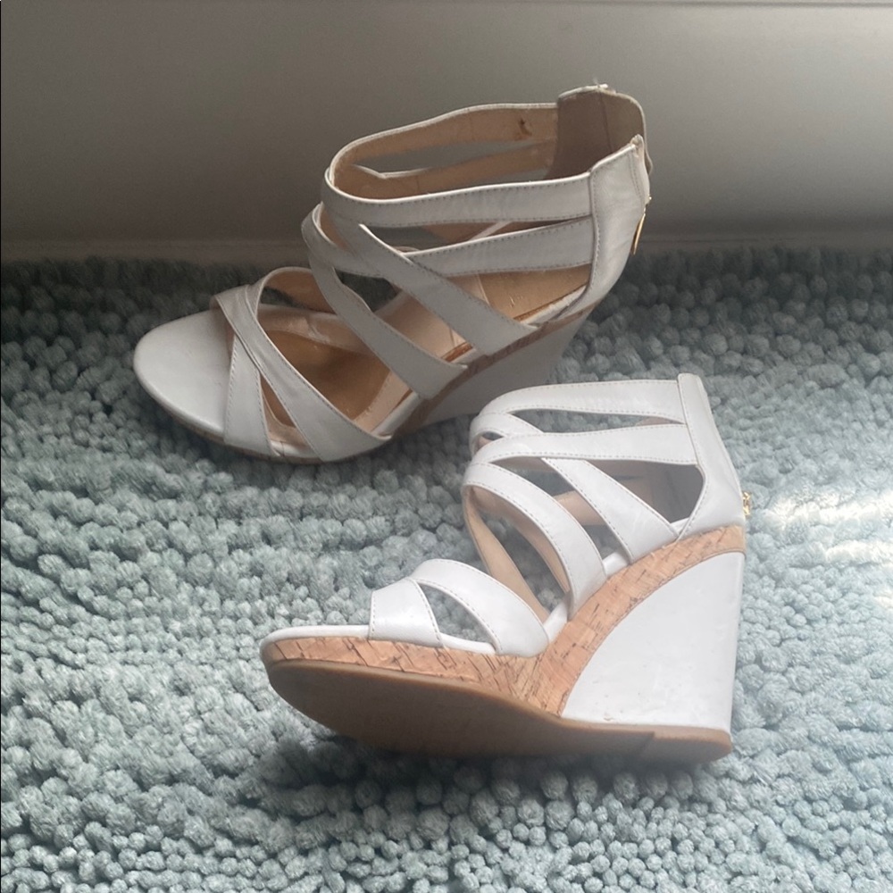 White Strappy Wedge Sandals